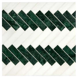 Basic Mosaic Collection Bianco Dolomiti Select Honed And Dutchess Green Honed 1×4 Pairingbone Mosaic
