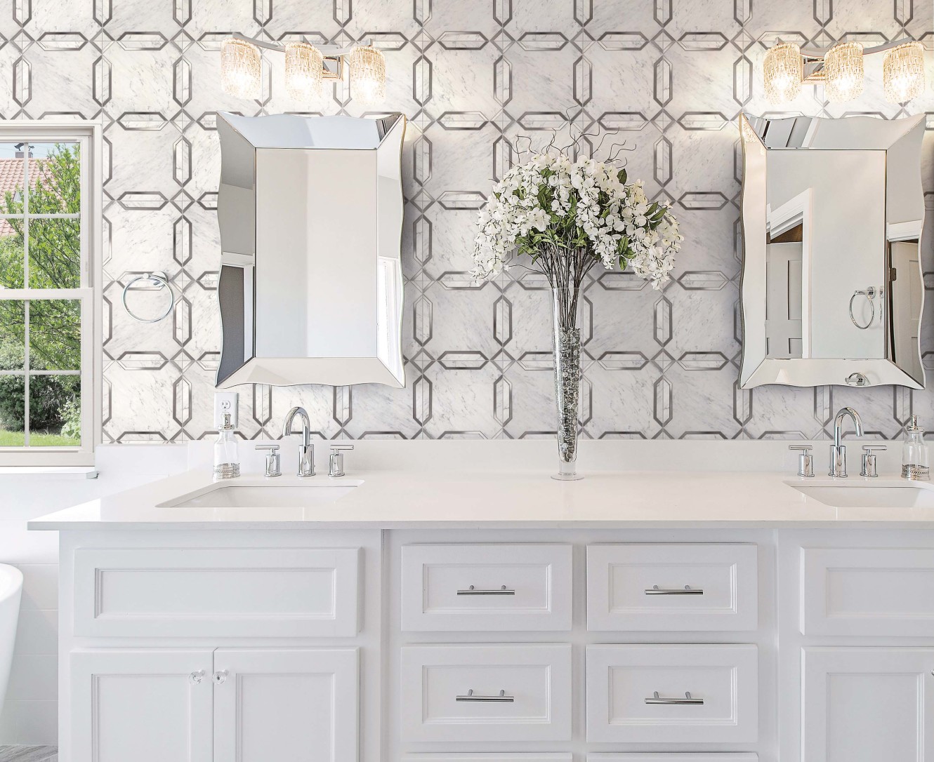 Castellina White and Titanium Nouveau Mosaic