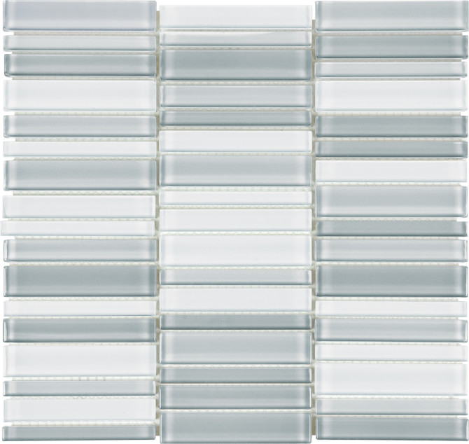 Bliss Element Glass Shades Of Grey Blend 12×11 Blend Stacked Mosaic