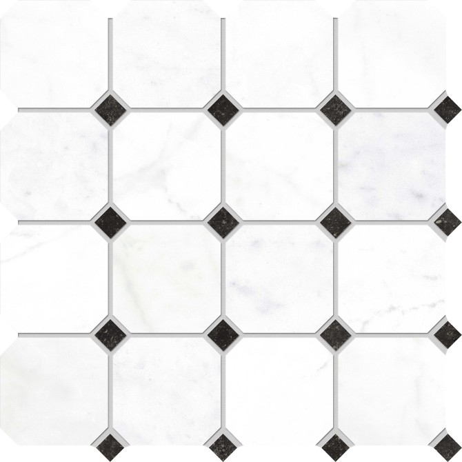Concert White 12×12 Octagon Mosaic Matte