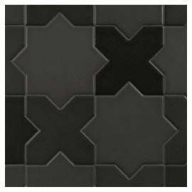 TrueTones Porcelain 16 Shades Of Black  Matte Crossing Star Pattern