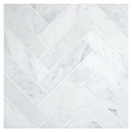 Stone Mosaic Collection Italian Carrara Light Select Polished 2×6 Herringbone Mosaic Polished