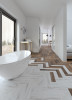 Love Affairs Calacatta Strip 4x20 and Timber Brown Strip 4x20