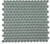 Hexes And O’S Teal 3/4″ Penny Round Mosaic Glossy