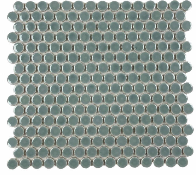 Hexes And O’S Teal 3/4″ Penny Round Mosaic Glossy