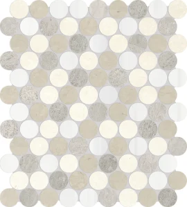 Waterjet Stone Mosaics Dune 1-1/4″ Penny Round Mosaic Honed Waterjet Stone Mosaics Dune 1-1/4″ Penny Round Mosaic Honed