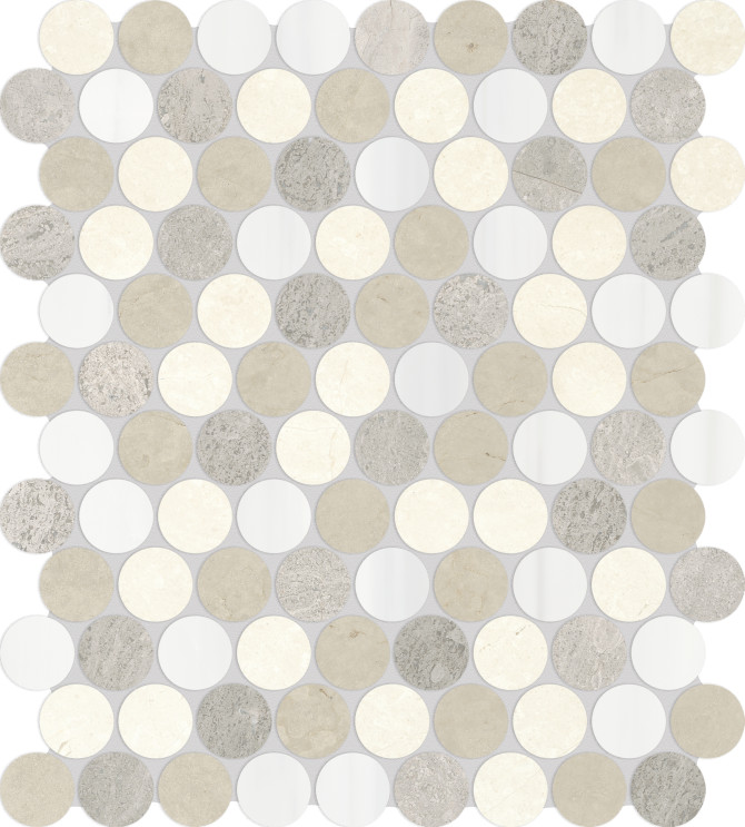 Waterjet Stone Mosaics Dune 1-1/4″ Penny Round Mosaic Honed