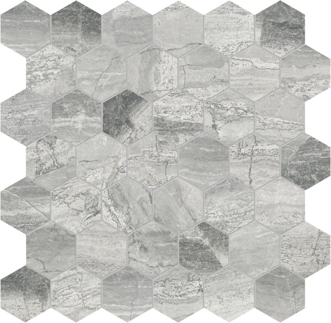 Volcana Notte 2″ Hex Mosaic Honed
