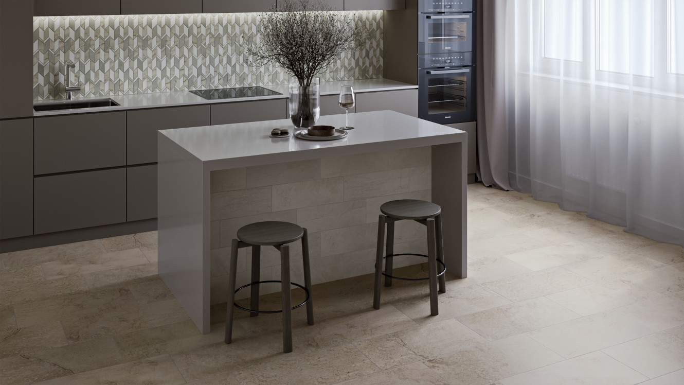 Chadwick Light Gray 12x24, White 6x18 and Light Mix Arrow Mosaic