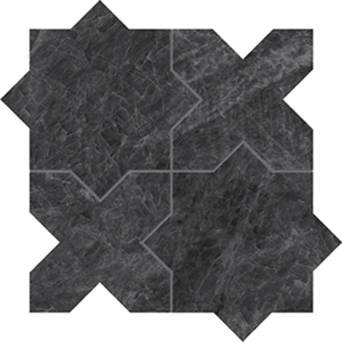 Beyond Taj Mahal Noir 11×11 Star & Cross Mosaic Silk