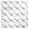 Pietra Visivo Collection Italian Carrara Light Select Polished, Blue De Savoi Polished, And Bardiglio Imperiale Polished 10×10 Lattison Mosaic Polished