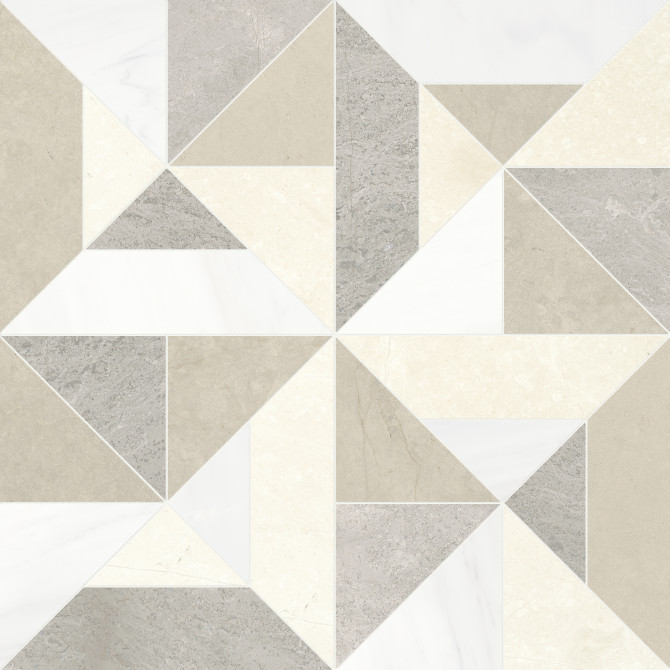 Waterjet Stone Mosaics Dune 16×16 Tria Mosaic Honed