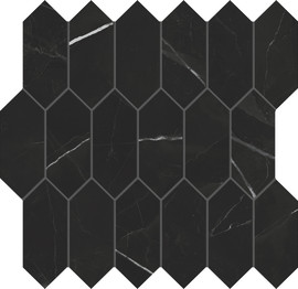 Beyond Calacatta Black 2×5 Picket Mosaic Matte