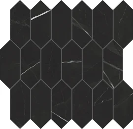 Beyond Calacatta Black 2×5 Picket Mosaic Matte
