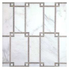 Fine Mosaic Works Asian Carrara Ultra Premium Honed And Cinderella Gray Polished 12×12 Geometric Mosaic Honed