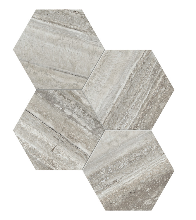 La Marca Travertino Instrata 6″ Hexagon Mosaic Honed