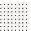 Soho White/Retro Black 12×12 Basketweave Mosaic Matte