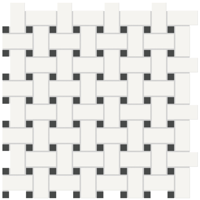 Soho White/Retro Black 12×12 Basketweave Mosaic Matte