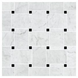 Basic Mosaic Collection Italian Carrara Light Select And Nero Marquina Select 11x11x Bold Basketweave Mosaic Mixed
