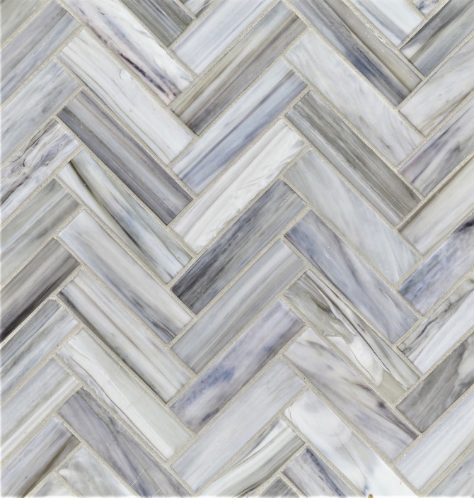Agate Bari 1×4 Herringbone Mosaic Silk