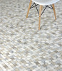 Olynthos Ready to Ship Botticino, Carrara, French Vanilla, Siberian White, And Whitewood 12x12 Coquille Mosaic