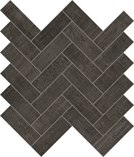 Fray Black 1×4 Herringbone Mosaic Matte