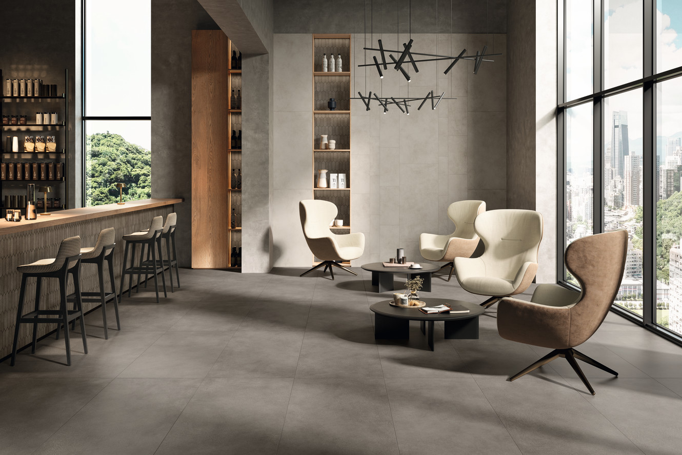 Bond Leather 24x48 and Stretch Mosaic, and Silk 24x48, 12x24 and 6x24