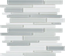 Bliss Element Glass Shades Of Grey Blend 12×12 Random Strip Mosaic