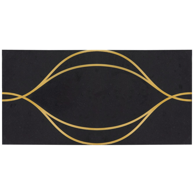 Ellington Ebony & Brass 6×13 Swing Decorative Tile Honed