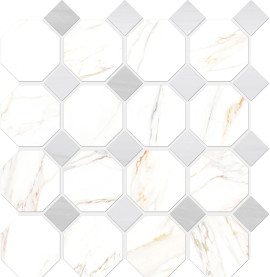 Cava Bianco 12×12 Octagon Mosaic Satin Rectified