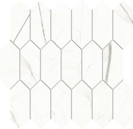 Beyond Calacatta Classic White 2×5 Picket Mosaic Matte