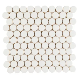 6th Avenue White 11×12 Penny Round Mosaic Gloss