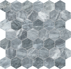 Aqua Intenso 2″ Hex Mosaic Brushed
