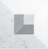 Pietra Visivo Collection Thassos Select Polished, Italian Carrara Light Select Polished, Italian Carrara Dark Select Polished, And Bardiglio Imperiale Polished 6×6 Fordham Focal Mosaic Polished