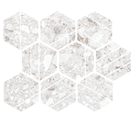 Santiago White 4″ Deco Hex Mosaic Rectified