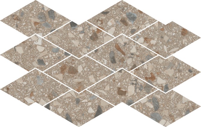 Terrazzo Allure Tortoise 10-1/2×17 Diamond Deco Mosaic Matte