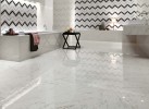 Marvel Carrara Pure 30x59 Polished, Carrara Pure 20x43, Chevron Mix Wall 12x10, Carrara Pure Spigolo 3/8x8
