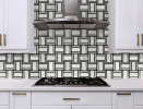 Olynthos Ready to Ship Carrara And Belgian Blue 12x12 West Hampton Basket Mosaic