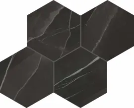 Evolve Black 12×12 Hexagon Mosaic Polished