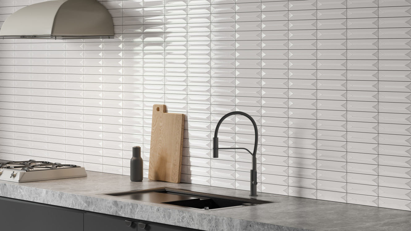 Presley White 2x8 Wave Decorative