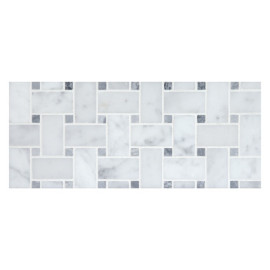 Fine Mosaic Works Italian Carrara Honed And Mugwort Gray Honed 12×12 Traditional Basketweave Mosaic Honed