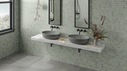 Aquarius Green 2x2 Mosaic and 24x48 Gray Matte