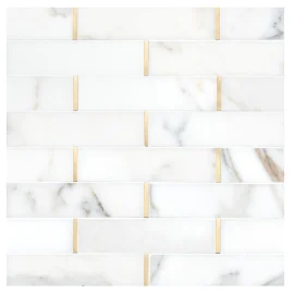 Specialty Mosaic Collection Calacatta Gold Polished And Matte Brass 9×12 Touch of Brass Mosaic Polished
