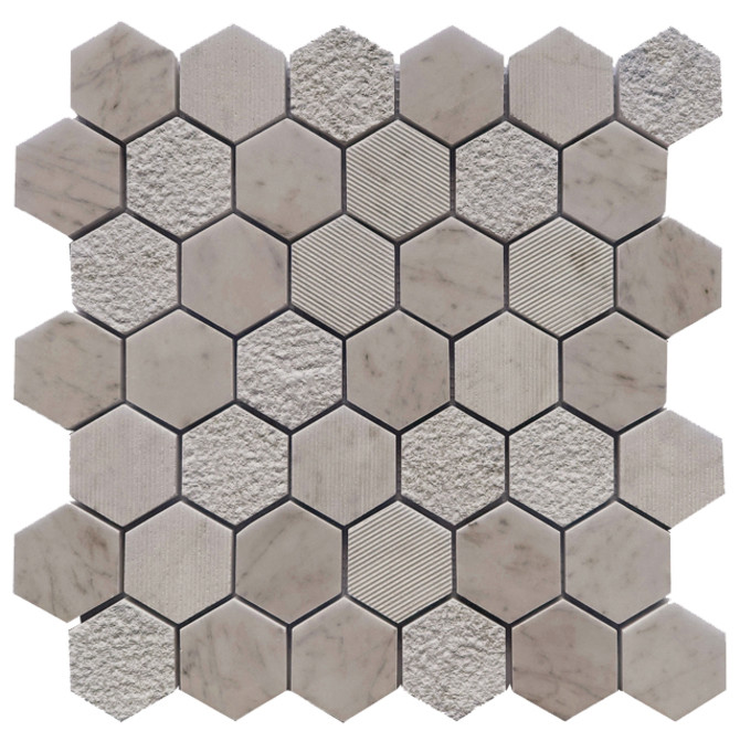 Frio Wooden White 2″ Hexagon Mosaic