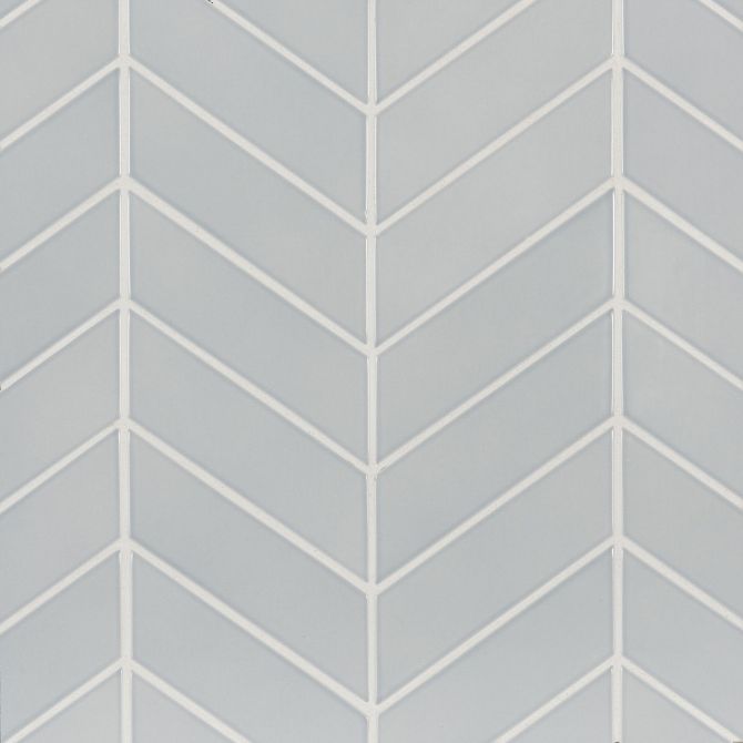 6th Avenue Pale Sky 2×6 Chevron Mosaic Glossy