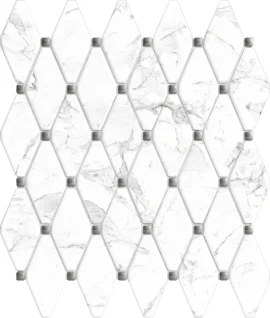 Calacatta 13×15 Hexagon Mosaic with Dot Honed Rectified Calacatta 13×15 Hexagon Mosaic with Dot Honed Rectified