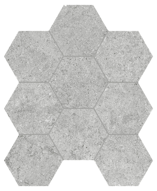 Lithoform Crosscut Twilight 4″ Hexagon Mosaic Organic Matte