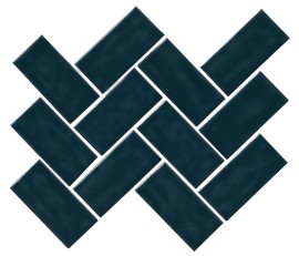 Artezen Dark Blue 2×4 Herringbone Mosaic Glossy