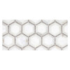 Specialty Mosaic Collection East White Honed, Calacatta Gold Polished, And Smoke Honed 9×10 Hexagon Micromosaic Mixed