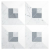 Pietra Visivo Collection Thassos Select Polished, Italian Carrara Light Select Polished, Italian Carrara Dark Select Polished, And Bardiglio Imperiale Polished 6×6 Fordham Focal Mosaic Polished